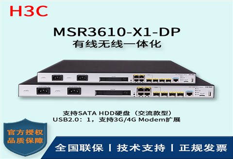 H3C/华三路由器 MSR3610-X1-DP 4个千兆电口(2个复用光口) +2个光口 路由器