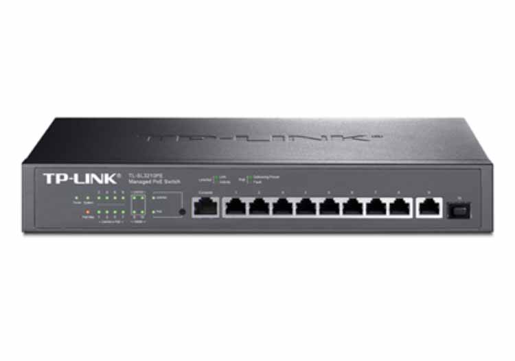 普联TP-LINK TL-SL3210PE 10口二层网管PoE交换机 8口百兆 2口千兆