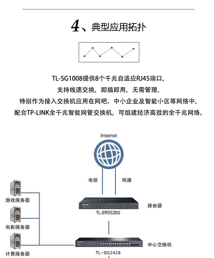 TP-LINK TL-SG1008 8口全千兆非网管交换机