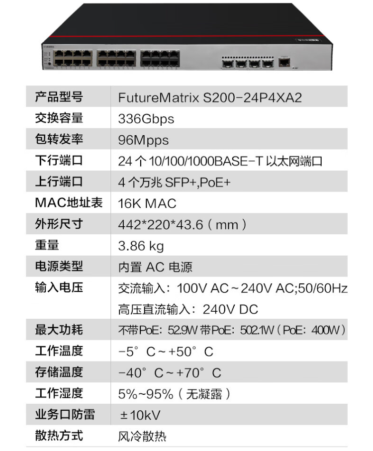 华为 S200-24P4X-A2 万兆交换机