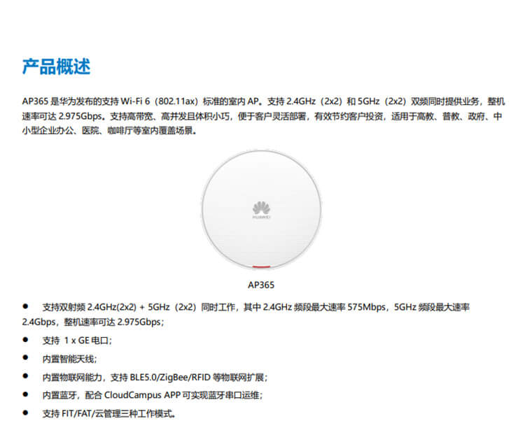 华为AP365 企业级无线AP接入点