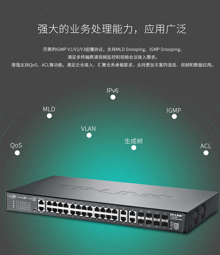 TP-LINK TL-SH8434 万兆上联三层网管交换机