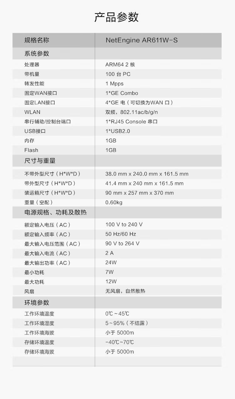 华为千兆路由器 AR611W-S