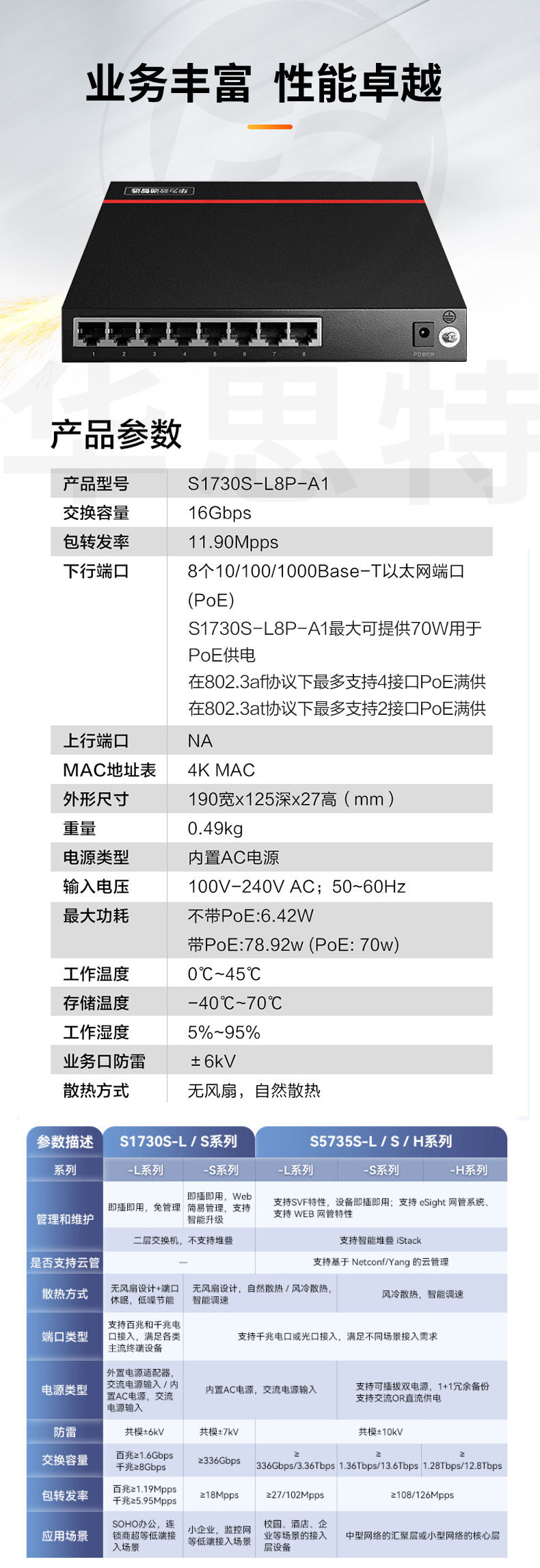 华为数通智选 S1730S-L8P-A1 交换机