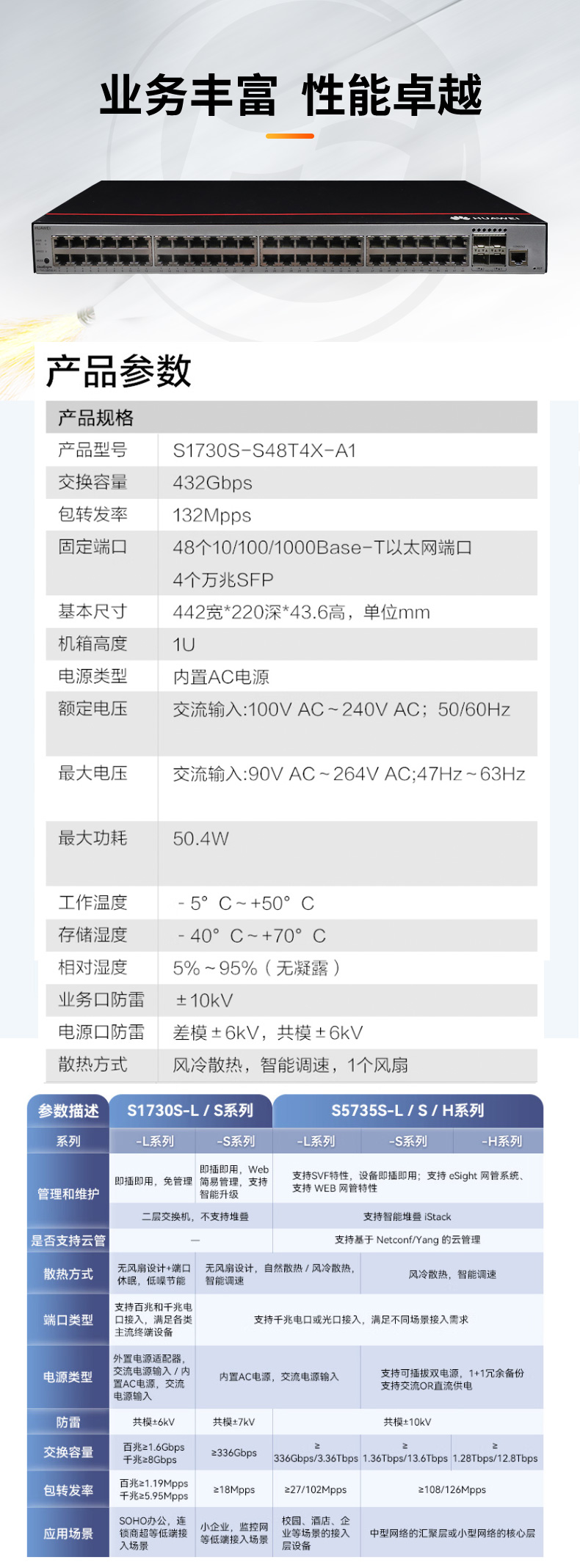 华为数通智选交换机 S1730S-S48T4X-A1