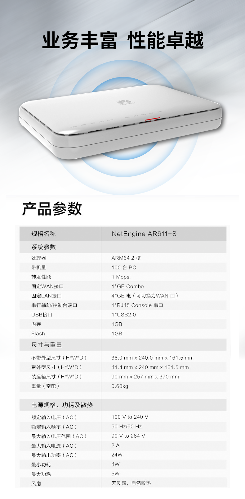 华为 AR611-S 企业级路由器