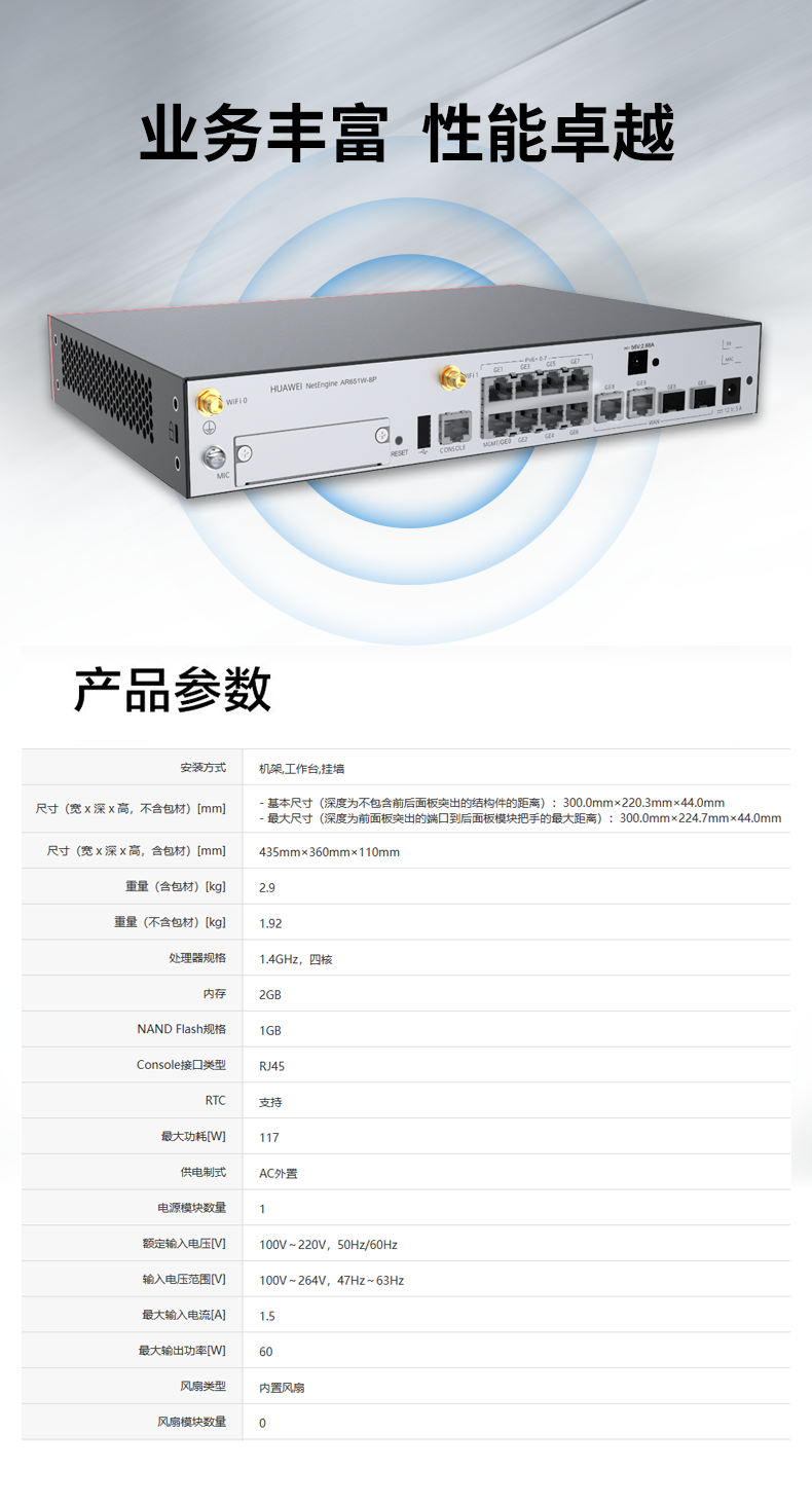 华为 AR651W-8P 企业级路由器