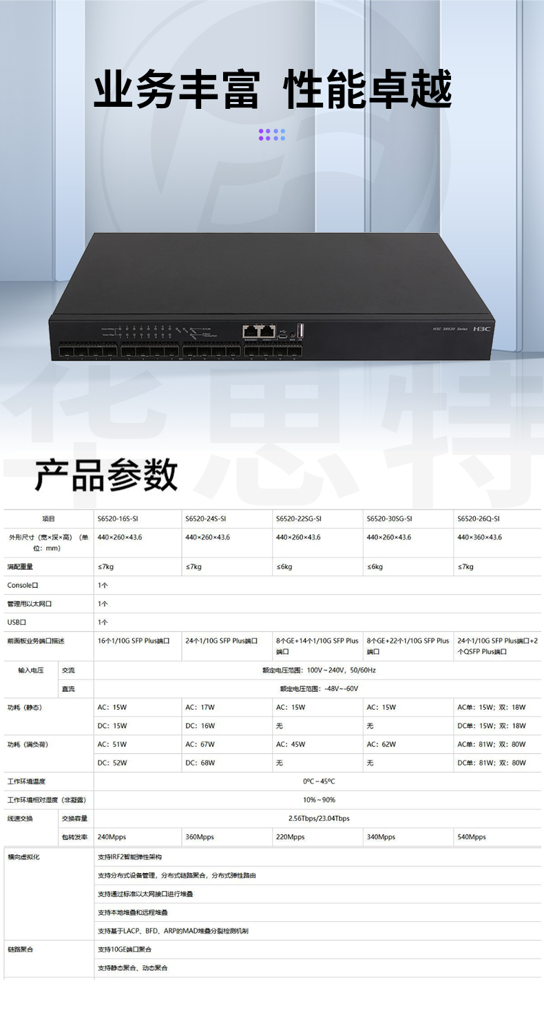 华三 LS-6520-16S-SI 16口万兆三层网管交换机