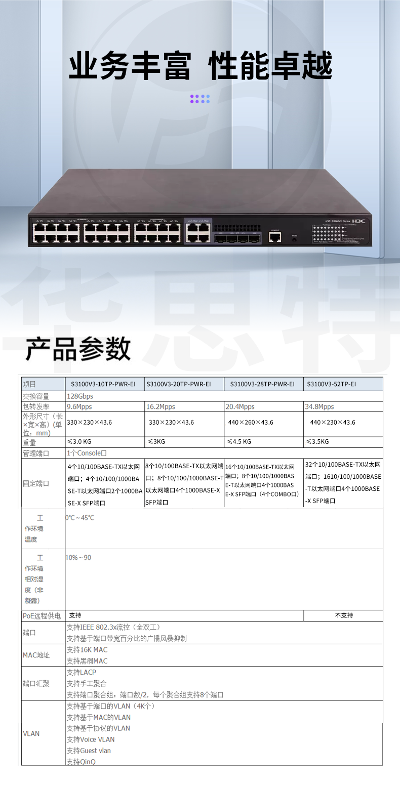 H3C交换机 S3100V3-28TP-PWR-EI-AC